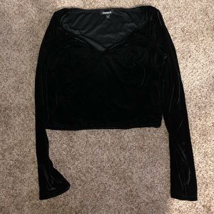 Velvet V Neck Crop Top